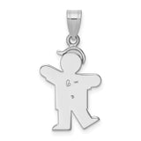 AAA Diamond Kid Charm Pendant in Real 14k White Gold