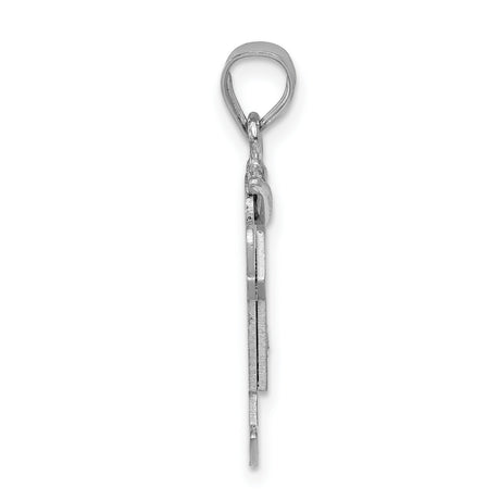14k White Gold Boy Pendant with Diamond Accent, Hat and Outstretched Arms Charm