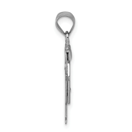 14k White Gold Boy Shaped Pendant with Diamond Accent, Polished Finish, Sentimental Keepsake