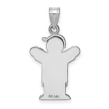 A Diamond kid Charm Pendant in Real 14k White Gold