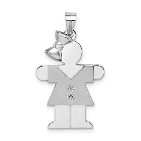 AAA Diamond Kid Charm Pendant in Real 14k White Gold