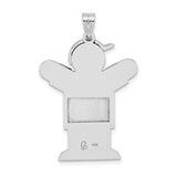 AAA Diamond Kid Charm Pendant in Real 14k White Gold