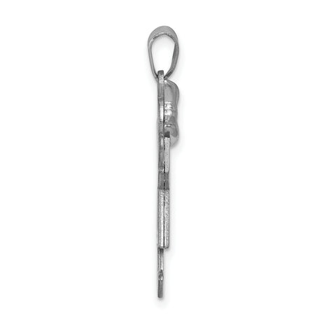 14k White Gold Girl Pendant with Diamond Accents, Bow and Dress Detail Charm