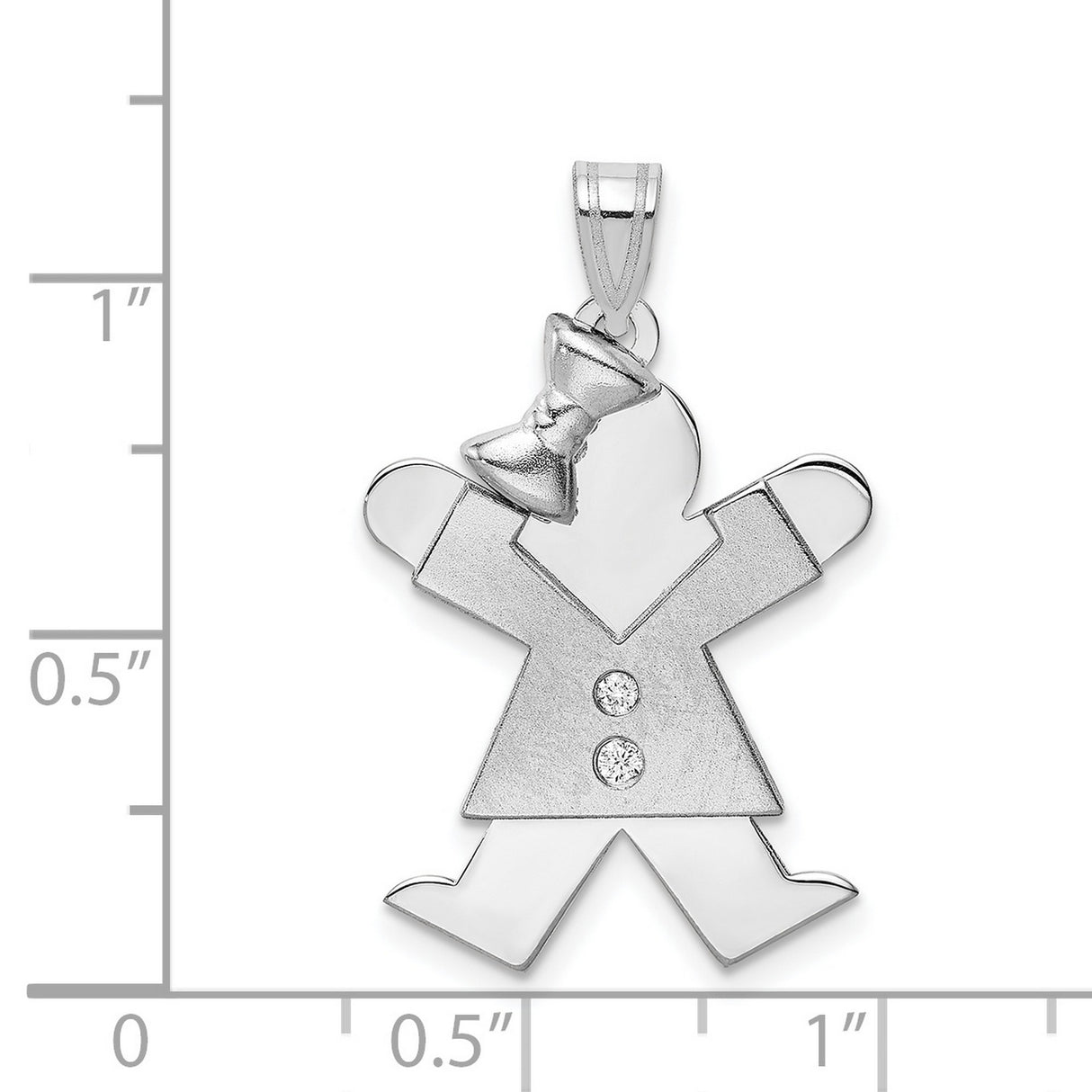 AAA Diamond Kid Charm Pendant in Real 14k White Gold