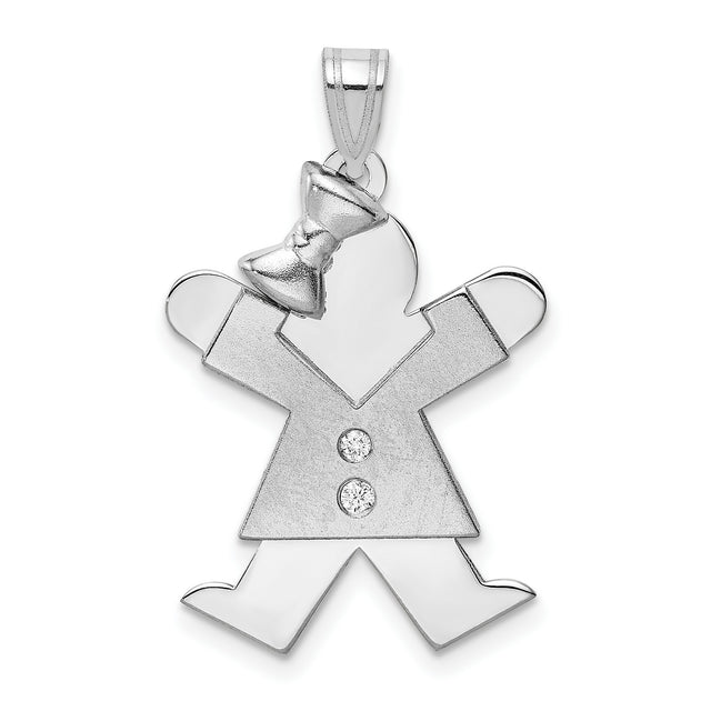 A Diamond Kid Charm Pendant in Real 14k White Gold