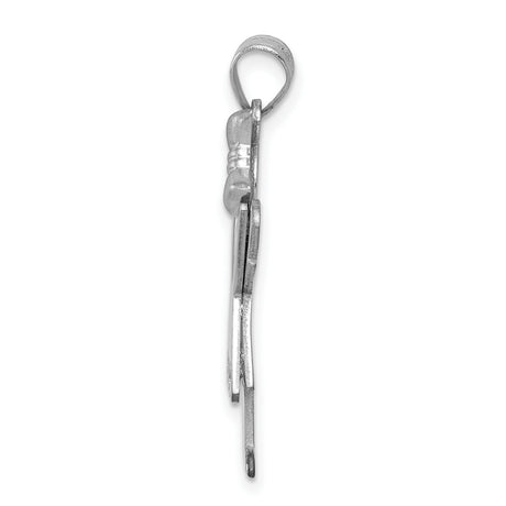 14k White Gold Angel Pendant with Diamond Accents and Bow , Christian Jewelry for Women or Girls