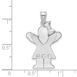 14k White Gold Angel Pendant with Diamond Accents and Bow , Christian Jewelry for Women or Girls