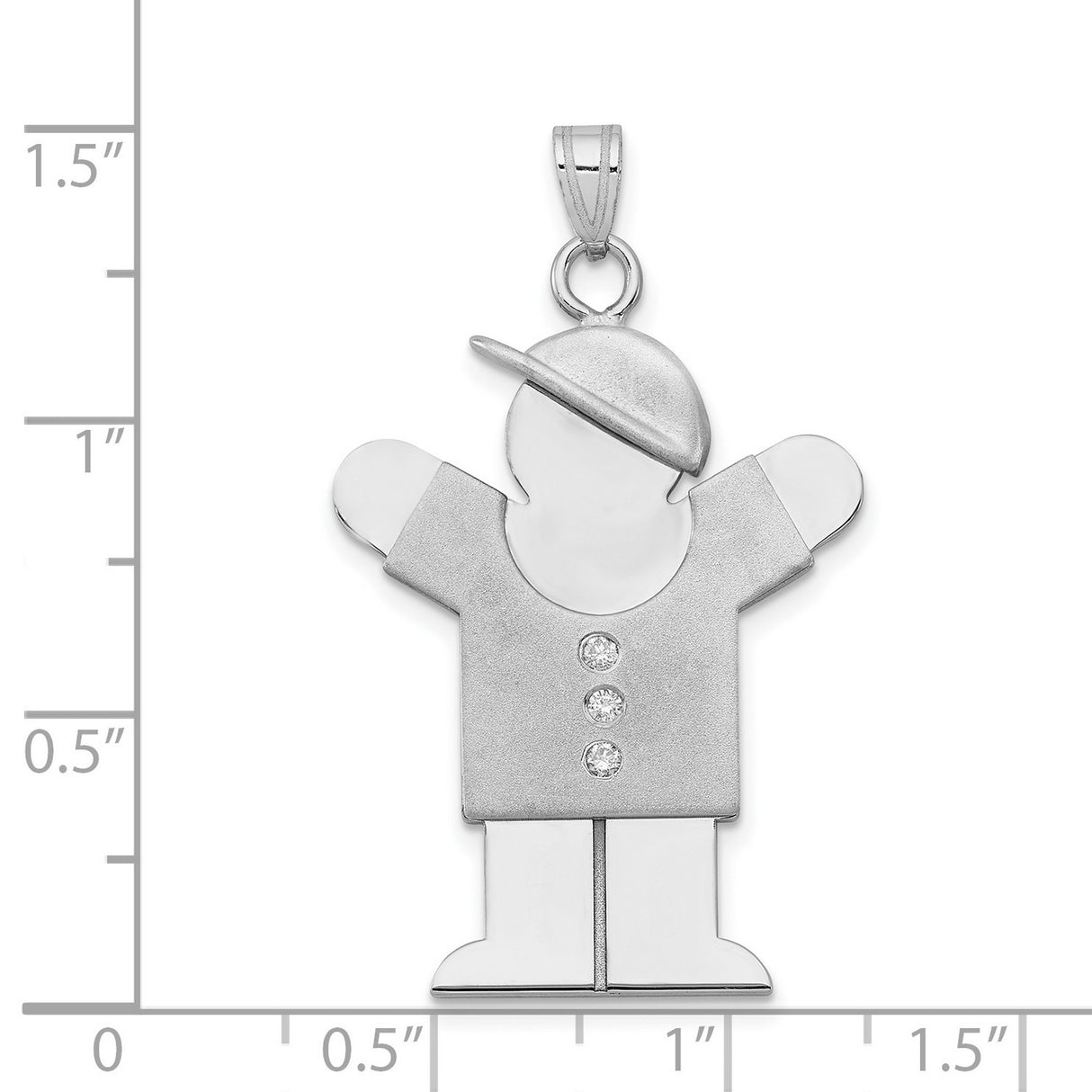 AA Diamond Kid Charm Pendant in Real 14k White Gold