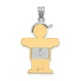 AAA Diamond Kid Charm Pendant in Real 14k White Gold