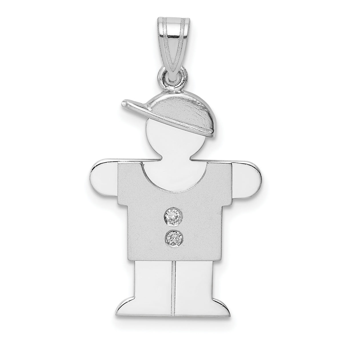 AAA Diamond Kid Charm Pendant in Real 14k White Gold