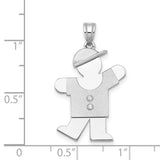 AAA Diamond Kid Charm Pendant in Real 14k White Gold