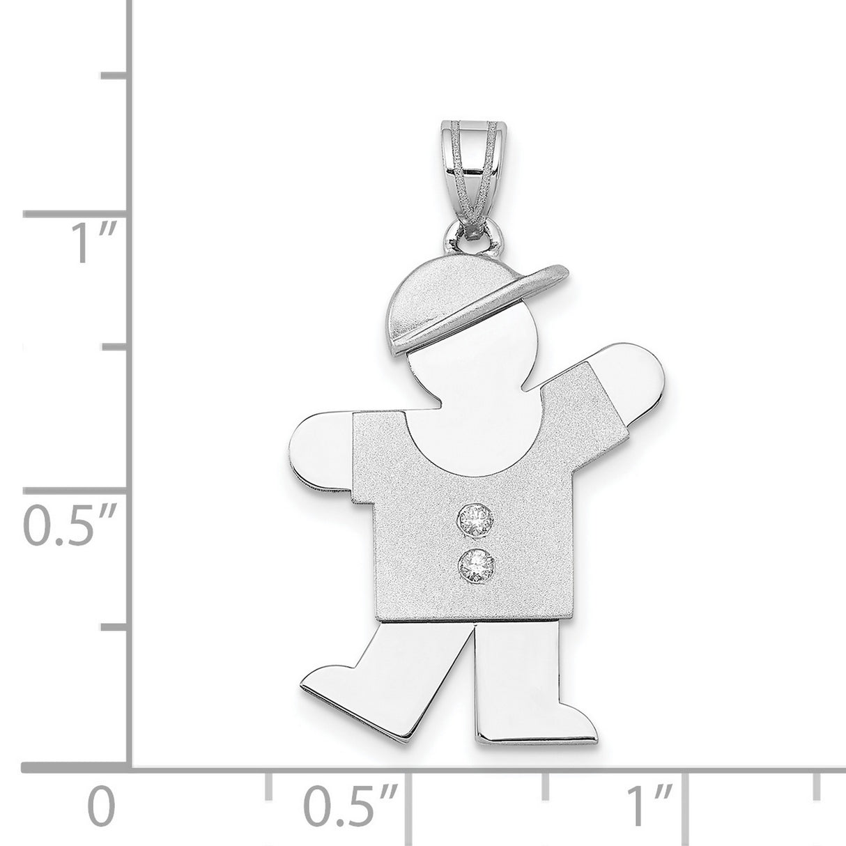 AA Diamond Kid Charm Pendant in Real 14k White Gold