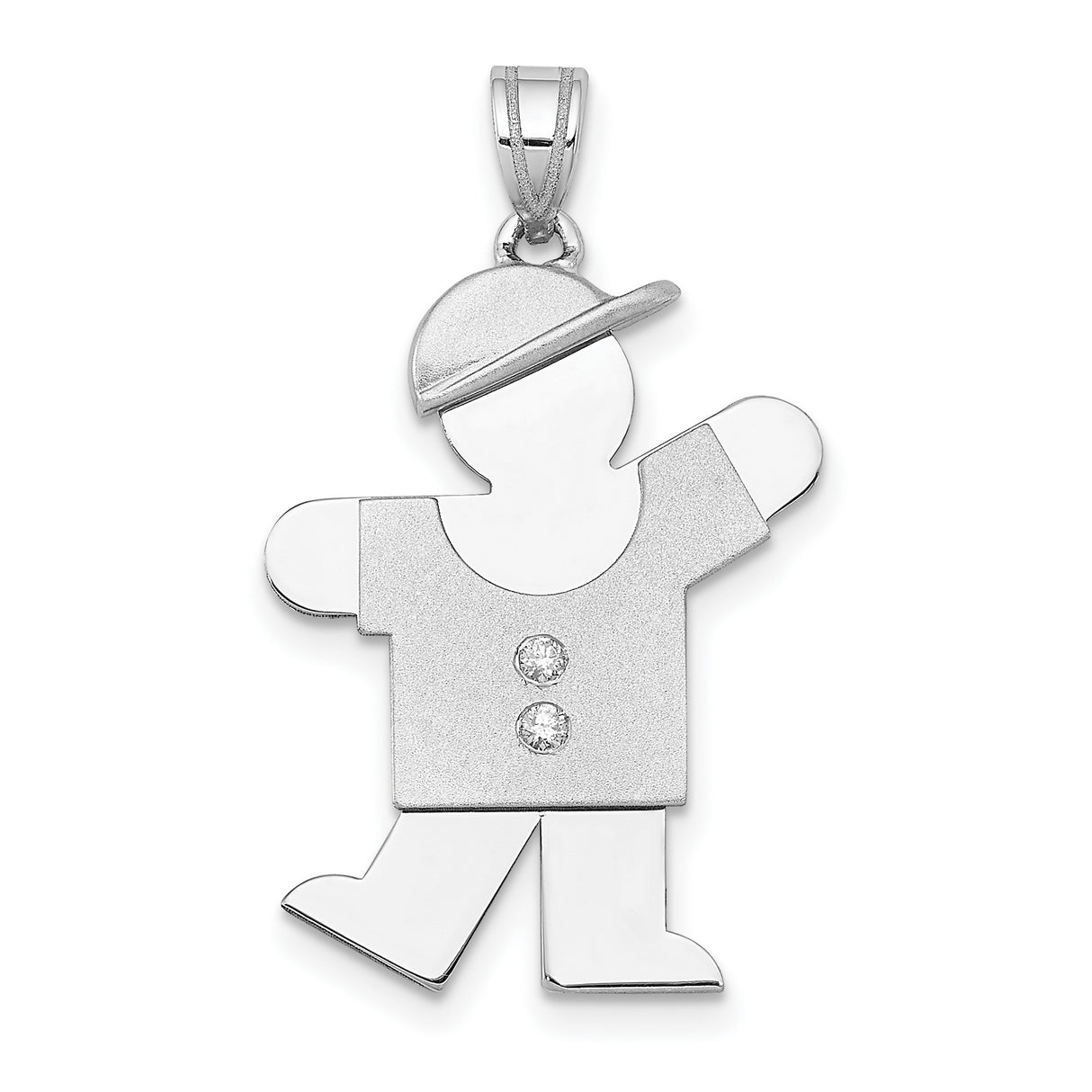 VS Diamond Kid Charm Pendant in Real 14k White Gold