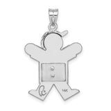 AAA Diamond Kid Charm Pendant in Real 14k White Gold