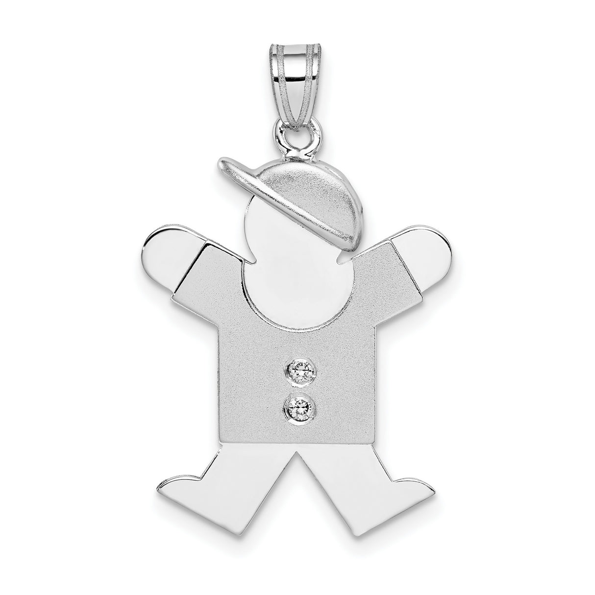 A Diamond Kid Charm Pendant in Real 14k White Gold
