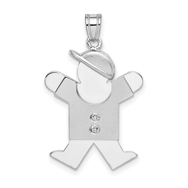 AAA Diamond Kid Charm Pendant in Real 14k White Gold