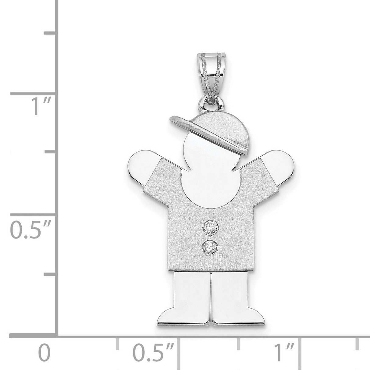 AA Diamond Kid Charm Pendant in Real 14k White Gold