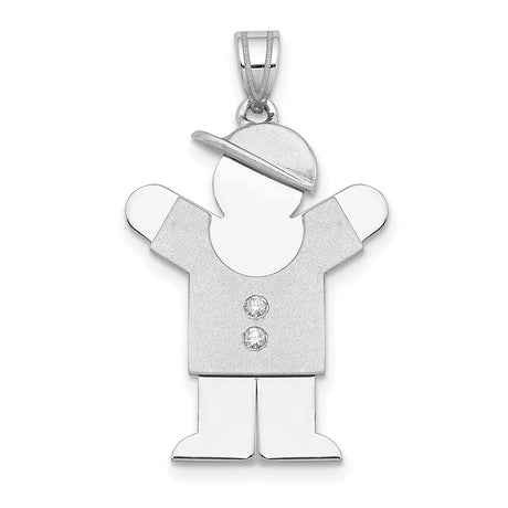 AAA Diamond Kid Charm Pendant in Real 14k White Gold