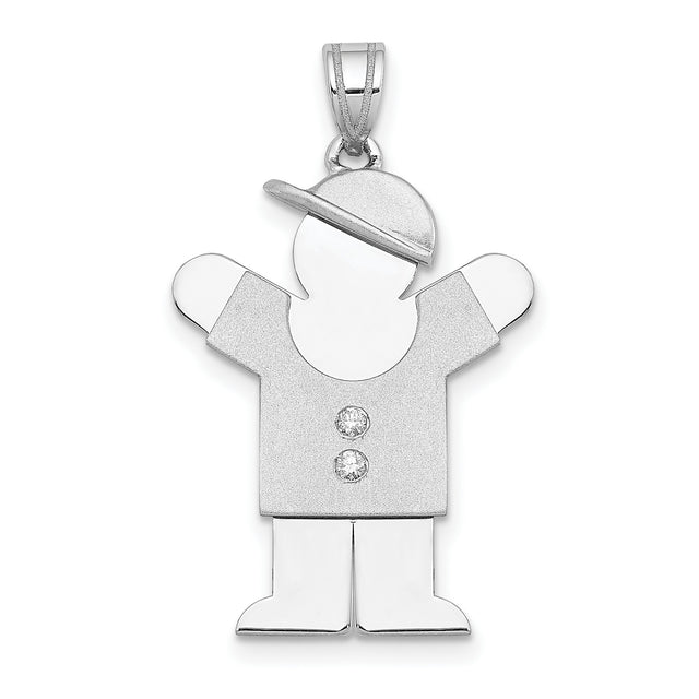 AAA Diamond Kid Charm Pendant in Real 14k White Gold