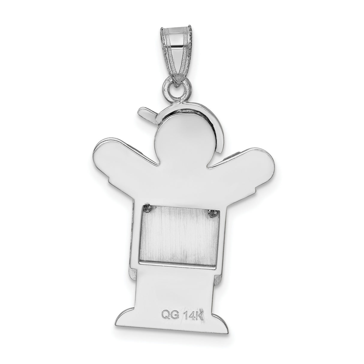 AA Diamond Kid Charm Pendant in Real 14k White Gold