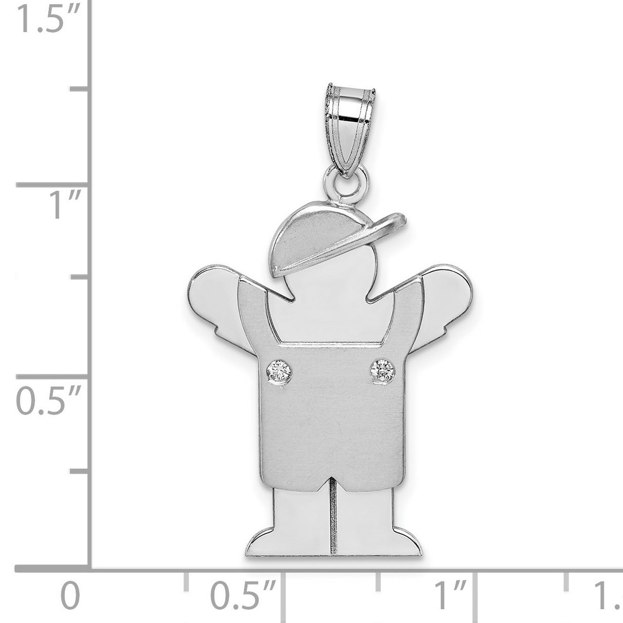 AA Diamond Kid Charm Pendant in Real 14k White Gold