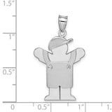 AA Diamond Kid Charm Pendant in Real 14k White Gold