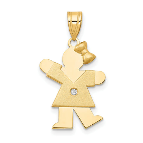 VS Diamond Kid Charm Pendant in Real 14k Yellow Gold