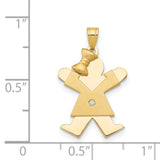 AAA Diamond Kid Charm Pendant in Real 14k Yellow Gold
