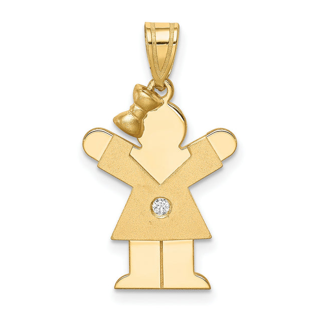 AA Diamond Charm Pendant in Real 14k Yellow Gold
