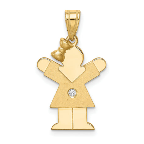 VS Diamond Kid Charm Pendant in Real 14k Yellow Gold