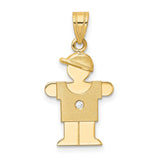A Diamond Kid Charm Pendant in Real 14k Yellow Gold