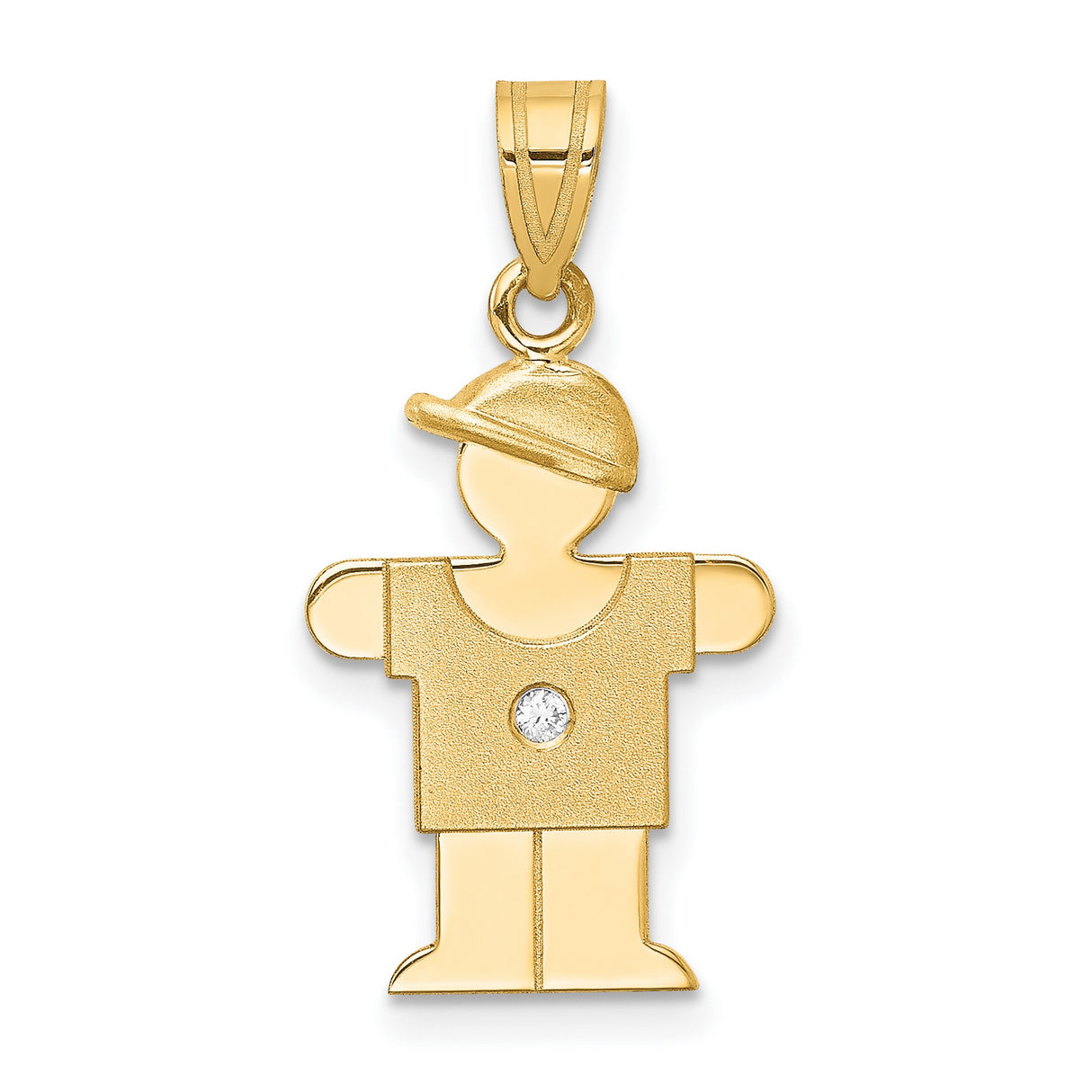 VS Diamond Kid Charm Pendant in Real 14k Yellow Gold