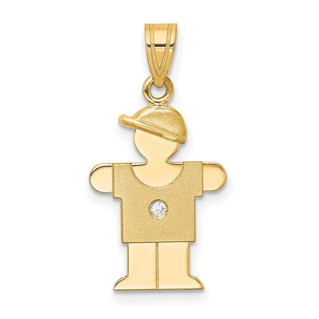 VS Diamond Kid Charm Pendant in Real 14k Yellow Gold