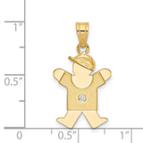A Diamond Kid Charm Pendant in Real 14k Yellow Gold