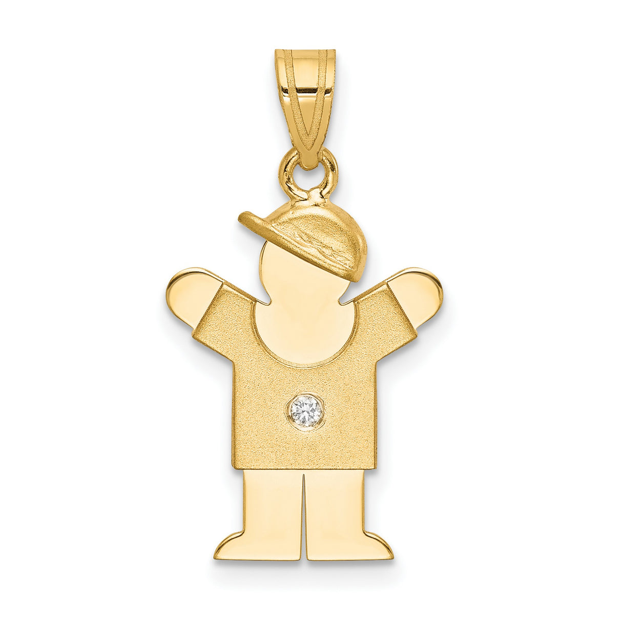 AA Diamond Kid Charm Pendant in Real 14k Yellow Gold