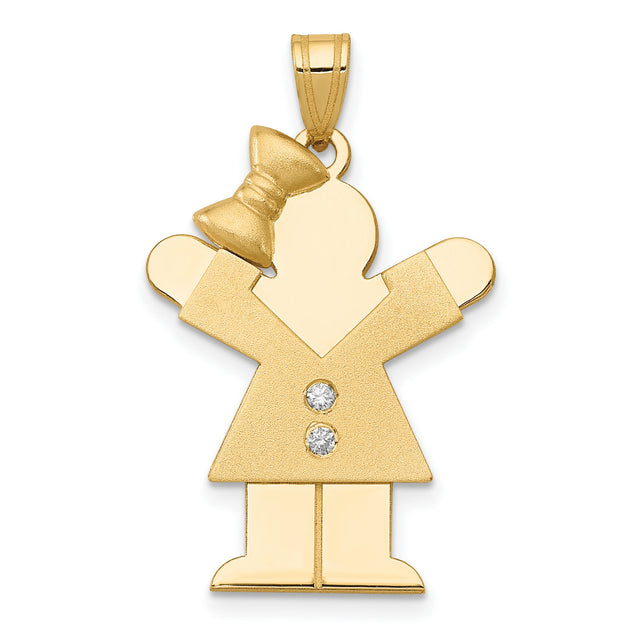 VS Diamond Kid Charm Pendant in Real 14k Yellow Gold