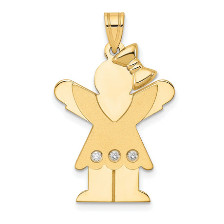 AAA Diamond Kid Charm Pendant in Real 14k Yellow Gold