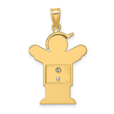 VS Diamond Kid Charm Pendant in Real 14k Yellow Gold