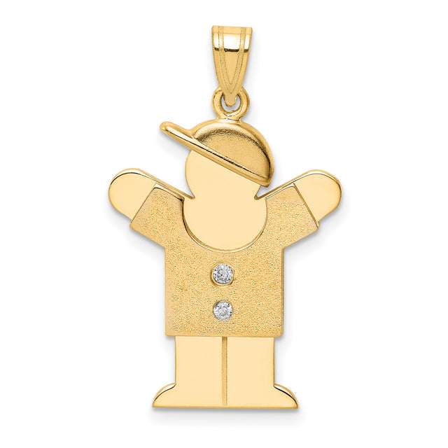 AAA Diamond Kid Charm Pendant in Real 14k Yellow Gold