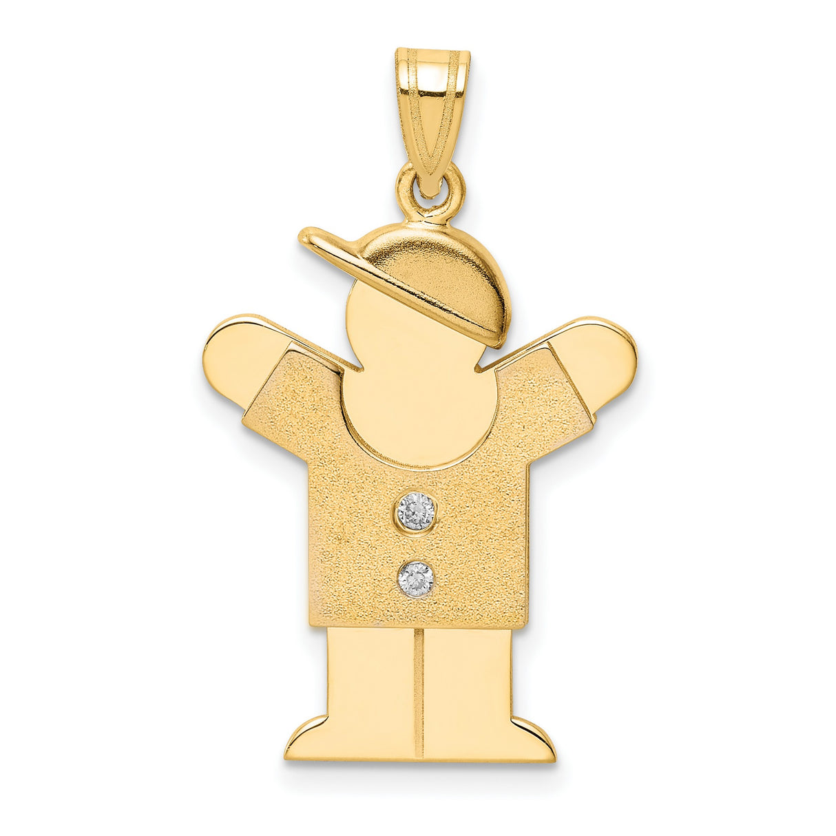 VS Diamond Kid Charm Pendant in Real 14k Yellow Gold
