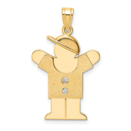 VS Diamond Kid Charm Pendant in Real 14k Yellow Gold