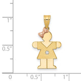 AA Diamond Kid Charm Pendant in Real 14k Multi-Tone Gold