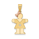VS Diamond Kid Charm Pendant in Real 14k Multi-Tone Gold
