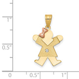 A Diamond Kid Charm Pendant in Real 14k Multi-Tone Gold
