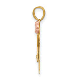 14k Two-Tone Gold Girl Pendant with Diamond Accents, Rose Gold Bow, Sentimental Charm