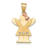 VS Diamond Kid Charm Pendant in Real 14k Multi-Tone Gold
