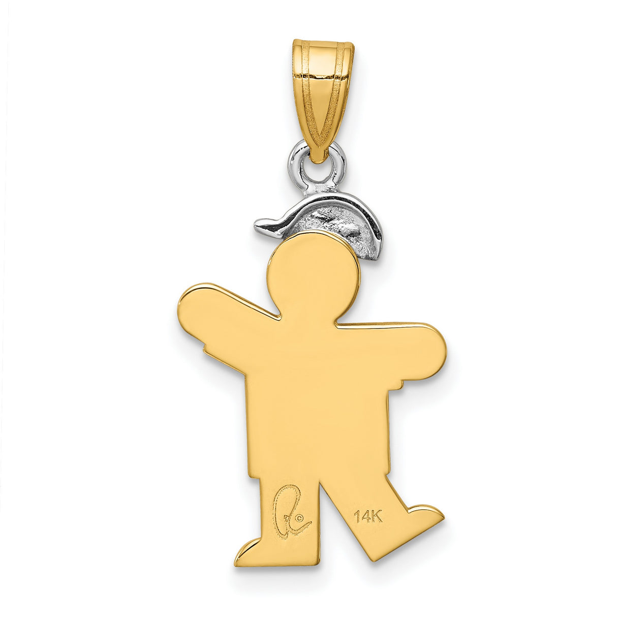 VS Diamond Kid Charm Pendant in Real 14k Multi-Tone Gold