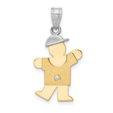 AA Diamond kid Charm Pendant in Real 14k Multi-Tone Gold