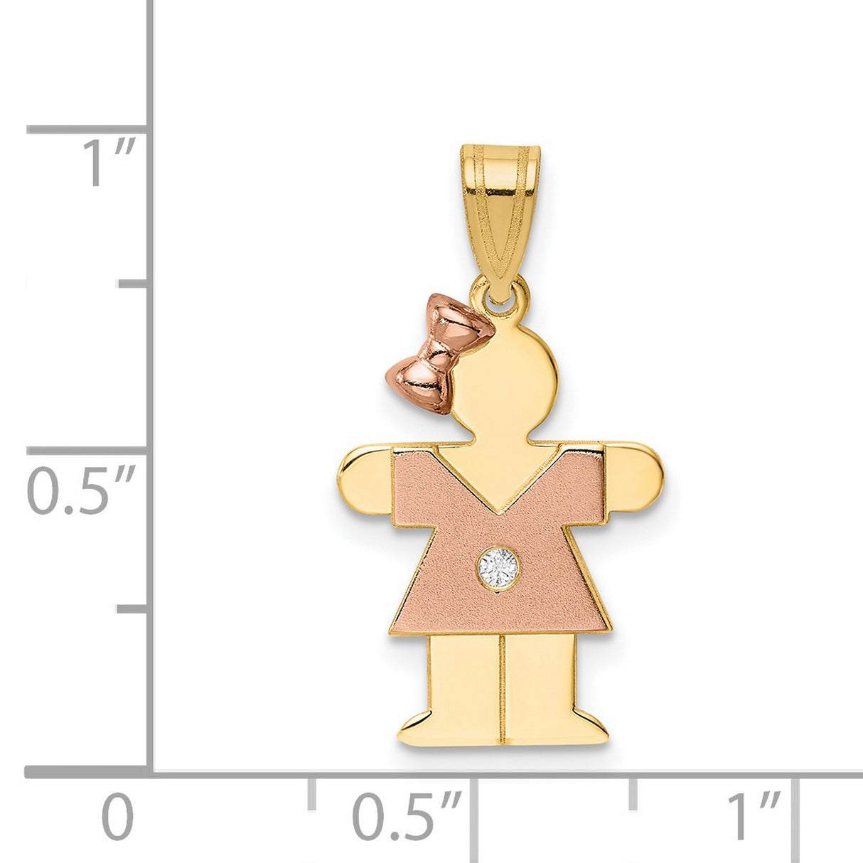 A Diamond Kid Charm Pendant in Real 14k Multi-Tone Gold