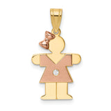 A Diamond Kid Charm Pendant in Real 14k Multi-Tone Gold